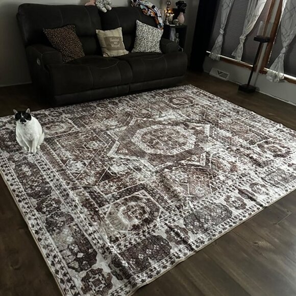 NEW Machine Washable Rug 5' x 7' Vintage Design Area Rugs with Non Slip Rugs - Picture 9 of 9